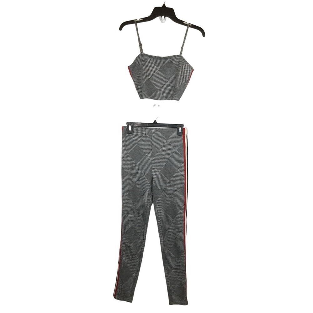 Forever 21 Gray Co-Ord Set with Red and White Stripes